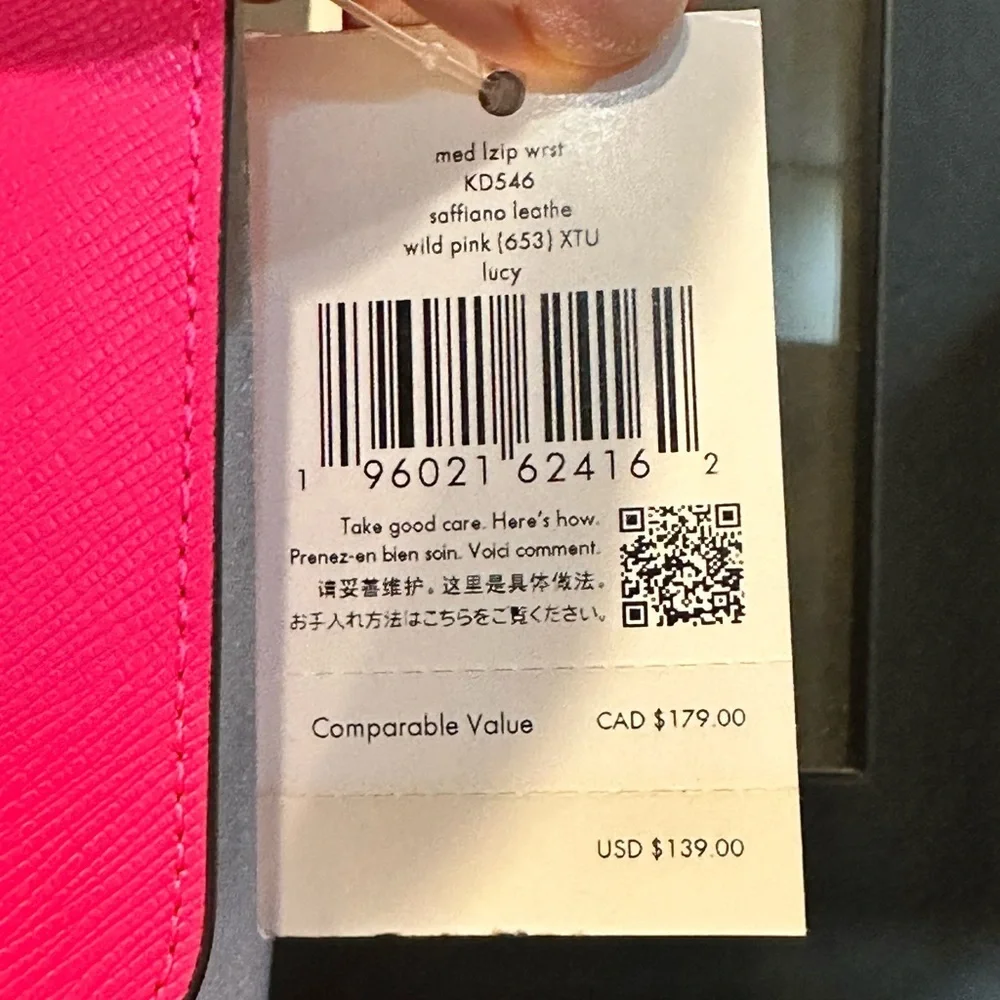 Kate Spade Lucy Medium L-Zip Wristlet Wild Pink